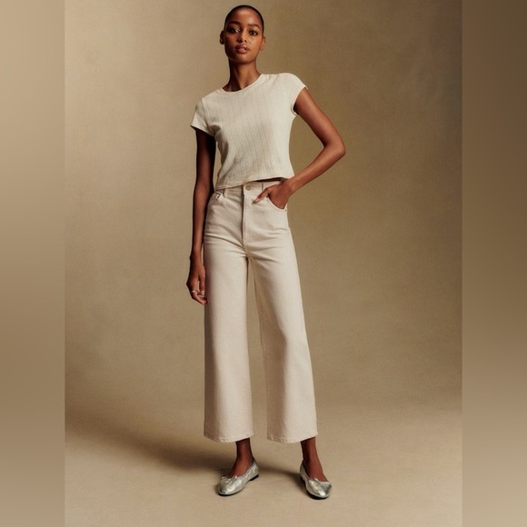 SOLD EUC Sézane Le Crop Jeans in Mottled Ecru Size 4/36 - Picture 2 of 7